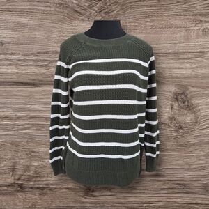 Old Navy Green and White Striped Sweater Size Med
